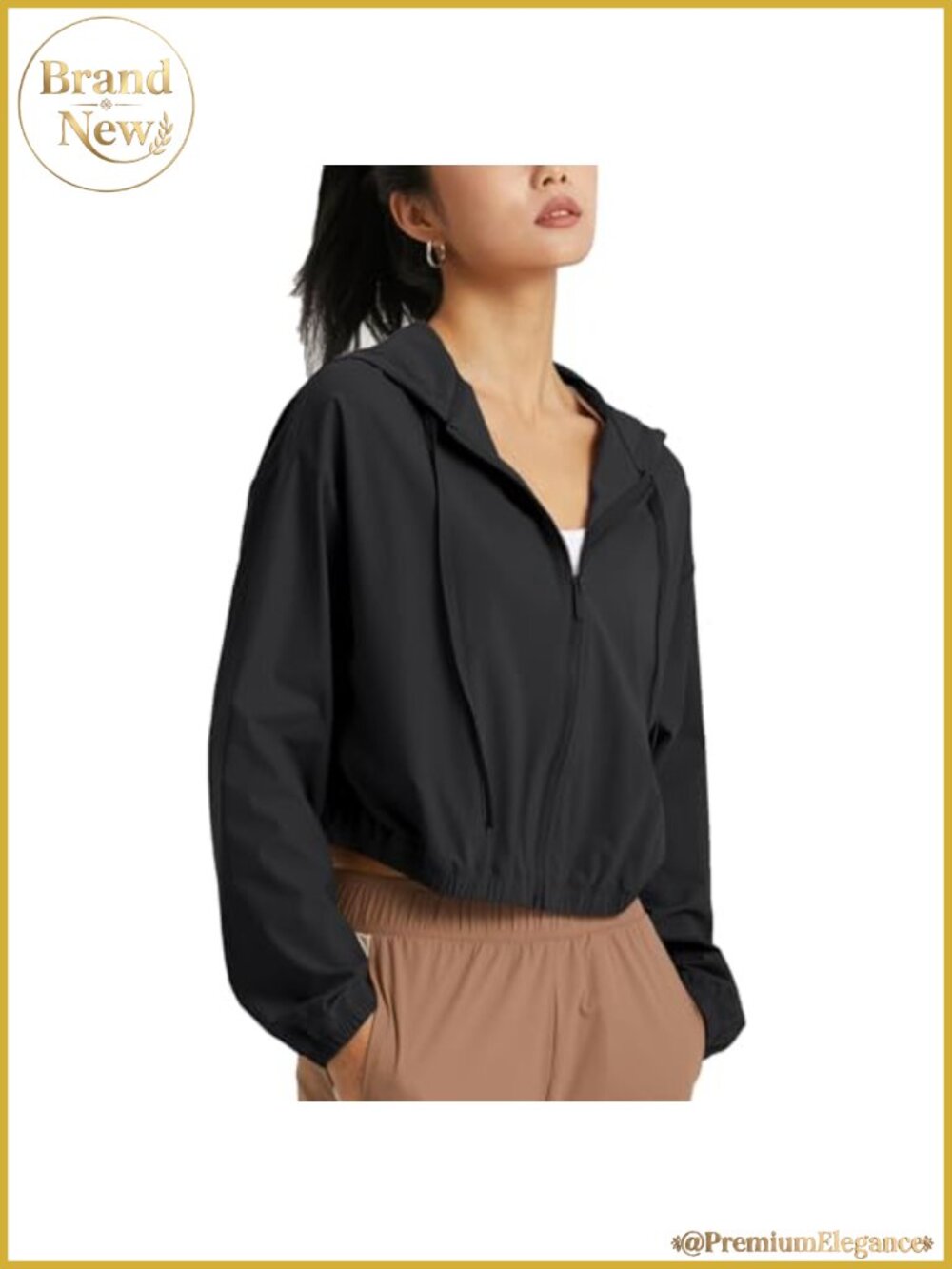 UPF 50+ Sun Protection Cropped Zip Up Hoodie Jacket
